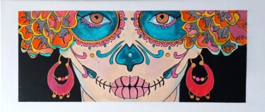 Painting titled "Dia de los muertos" by Poussy, Original Artwork, Acrylic