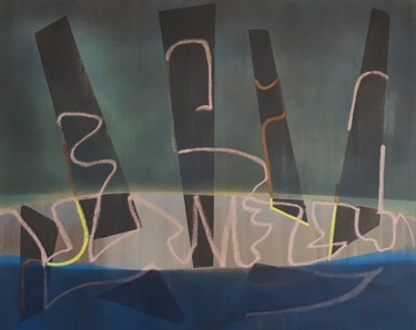 Malerei mit dem Titel "Launch of the seven…" von J.Kesin, Original-Kunstwerk, Öl Auf Keilrahmen aus Holz montiert