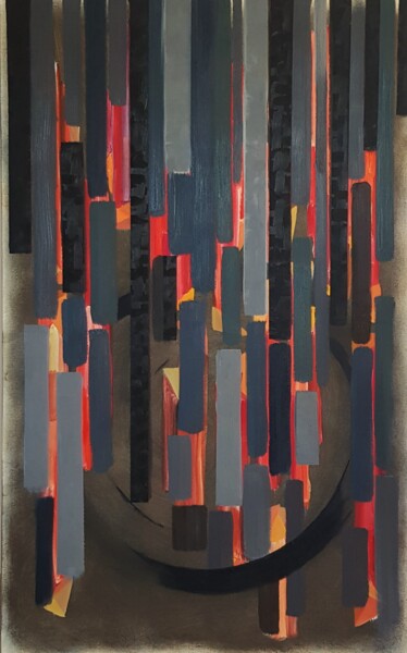 Malerei mit dem Titel "Panther" von J.Kesin, Original-Kunstwerk, Öl Auf Keilrahmen aus Holz montiert