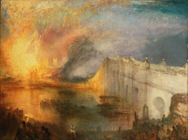 Schilderij getiteld "L'embrasement des C…" door J. M. W. Turner, Origineel Kunstwerk, Olie