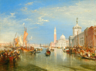 「Venise - La Dogana…」というタイトルの絵画 J. M. W. Turnerによって, オリジナルのアートワーク, オイル
