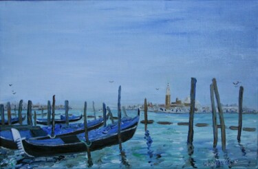 Painting titled "Venise" by J-Ph Verselin, Original Artwork, Oil Mounted on Wood Stretcher frame