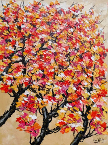 Peinture intitulée "Blaze of Fall" par J. Woko, Œuvre d'art originale, Huile