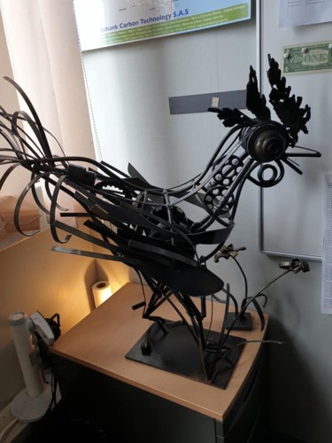 Sculpture titled "le coq d'acier" by Jacques Veinante (jackart), Original Artwork, Metals