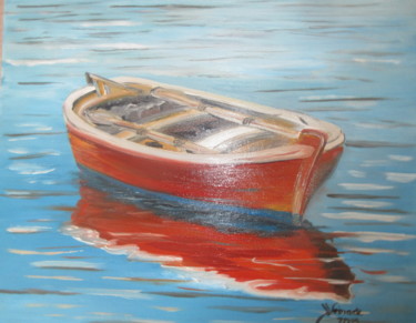 Painting titled "la barque" by Jacques Veinante (jackart), Original Artwork, Oil