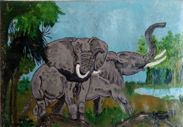 Peinture intitulée "AFRICA" par Jackie Godenir, Œuvre d'art originale, Huile