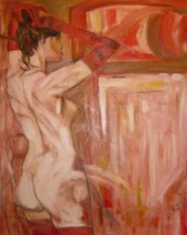 Peinture intitulée "femme-nue-se-coiffa…" par Jack Mast, Œuvre d'art originale, Huile