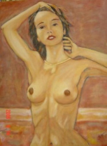Peinture intitulée "femme seins nus" par Jack Mast, Œuvre d'art originale, Huile