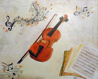 제목이 "Note de musique"인 미술작품 Jacky Monka로, 원작, 기름