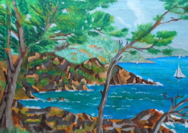 Pintura titulada "calanque" por Jacky Monka, Obra de arte original, Oleo