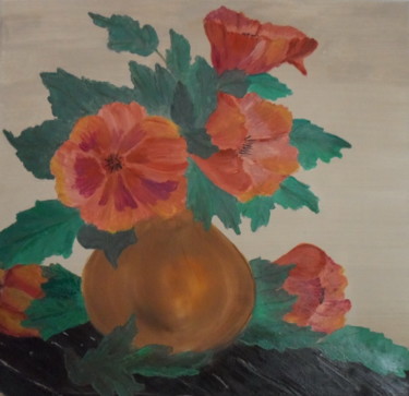 Pittura intitolato "pot-de-fleurs" da Jacky Monka, Opera d'arte originale, Acrilico