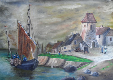 Peinture intitulée "Paysage breton" par Jacky Monka, Œuvre d'art originale, Huile