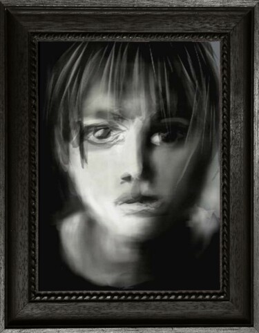 Digitale Kunst getiteld "La jeune fille brune" door Jacky Patin, Origineel Kunstwerk, Digitaal Schilderwerk