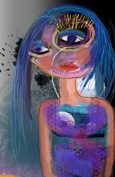 Digitale Kunst getiteld "Jeune fille  Ursule…" door Jacky Patin, Origineel Kunstwerk, Digitaal Schilderwerk