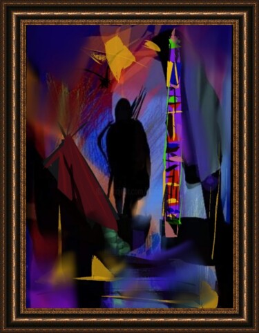 Arts numériques intitulée "Retour du chasseur-…" par Jacky Patin, Œuvre d'art originale, Peinture numérique