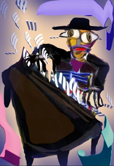 Digital Arts με τίτλο "Le grand pianiste..." από Jacky Patin, Αυθεντικά έργα τέχνης, Ψηφιακή ζωγραφική