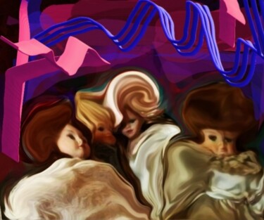 Arte digitale intitolato "Les poupées ancienn…" da Jacky Patin, Opera d'arte originale, Pittura digitale