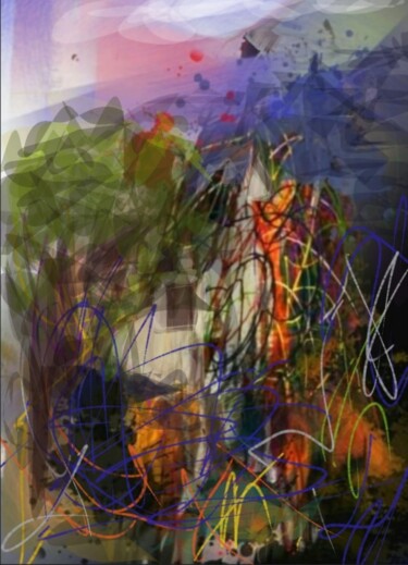 Arts numériques intitulée "La maison en ruine.…" par Jacky Patin, Œuvre d'art originale, Peinture numérique