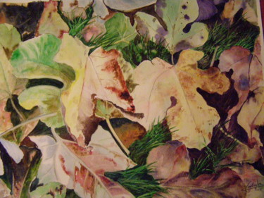 Peinture intitulée "feuilles" par Jackyta Arnaud, Œuvre d'art originale, Aquarelle