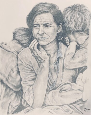 Dessin intitulée "Mother" par Jacob Haws, Œuvre d'art originale, Fusain