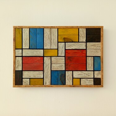 Design getiteld "Mondrian Wood" door Jacopo Rossi, Origineel Kunstwerk, Tabel kunst