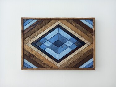 Design intitolato "Blue Diamond Wood" da Jacopo Rossi, Opera d'arte originale, Tavola arte