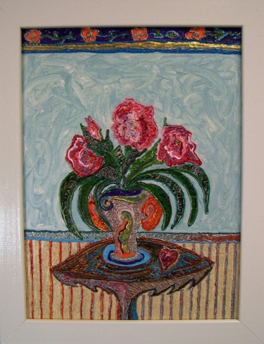 Peinture intitulée "Red Flowers" par Jose Acosta, Œuvre d'art originale, Acrylique