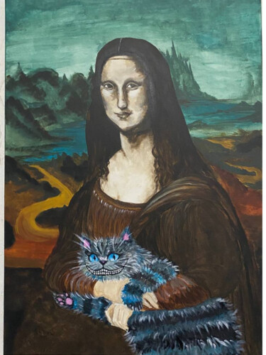 Картина под названием "Mona Lisa & Cheshir…" - Jacot Cristian, Подлинное произведение искусства, Акрил