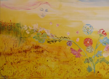 Malarstwo zatytułowany „Le baiser du ciel à…” autorstwa Jacqueline Claux (Jaklinclo), Oryginalna praca, Olej Zamontowany na…