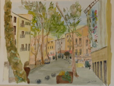 Painting titled "Musée d'art Moderne…" by Jacqueline Claux (Jaklinclo), Original Artwork, Watercolor