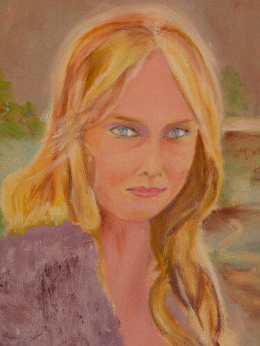 Schilderij getiteld "Ma Joconde blonde" door Jacqueline Claux (Jaklinclo), Origineel Kunstwerk, Olie