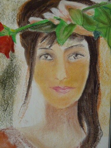 Peinture intitulée "La fleur que tu m'a…" par Jacqueline Claux (Jaklinclo), Œuvre d'art originale, Pastel Monté sur Carton