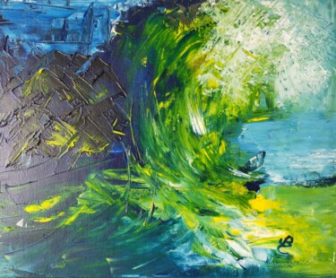 Pittura intitolato "Tsunami" da Jacqueline Clermont (Jbc35), Opera d'arte originale, Acrilico Montato su Telaio per barella…