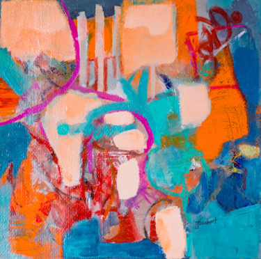 Peinture intitulée "Abstraction orange 2" par Jacqueline Faubert, Œuvre d'art originale, Acrylique