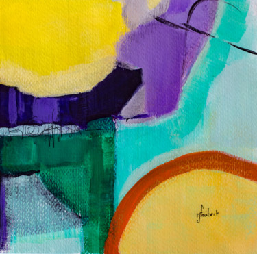 Painting titled "Composition jaune e…" by Jacqueline Faubert, Original Artwork, Acrylic