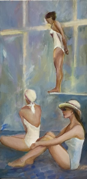 Malerei mit dem Titel "Les belles nageuses…" von Jacqueline Flumian, Original-Kunstwerk, Öl