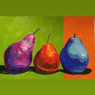 Peinture intitulée "les trois poires" par Jacqueline Gibet, Œuvre d'art originale, Acrylique