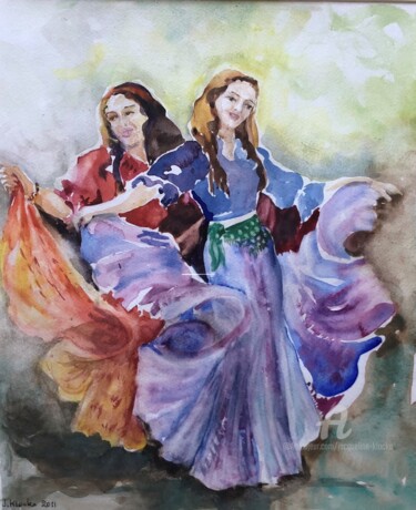 Painting titled "Danseuses tziganes" by Jacqueline Klocke, Original Artwork, Watercolor