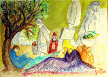 Drawing titled "LES OUBLIES" by Jacqueline Sarah Uzan, Original Artwork, Pastel