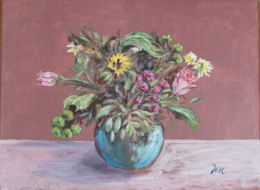 Peinture intitulée "Bouquet champêtre" par Jacqueline Vandrebeck, Œuvre d'art originale, Acrylique Monté sur Châssis en bois