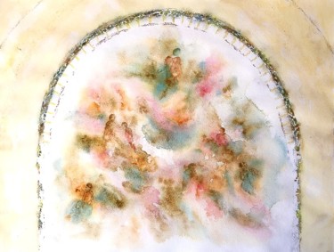 Painting titled "Dialogues avec l'an…" by Jacqueline Pascaud, Original Artwork, Watercolor Mounted on Other rigid panel