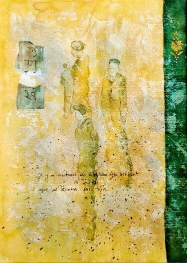Pittura intitolato "Dialogues avec l'an…" da Jacqueline Pascaud, Opera d'arte originale, Acquarello Montato su Altro pannell…