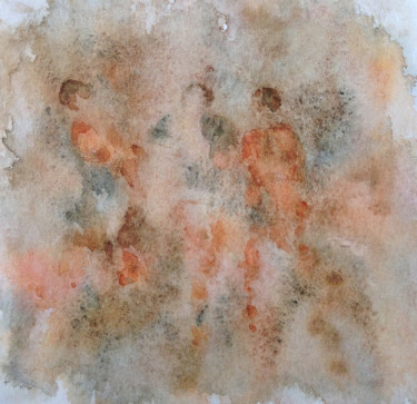 Pittura intitolato ""Fresques sur papie…" da Jacqueline Pascaud, Opera d'arte originale, Acquarello