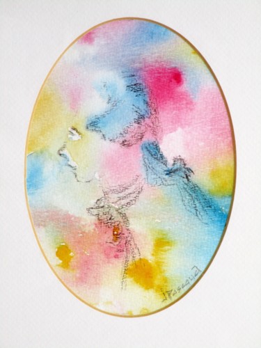 Painting titled "Musique 4 - MOZART" by Jacqueline Pascaud, Original Artwork, Watercolor Mounted on Other rigid panel
