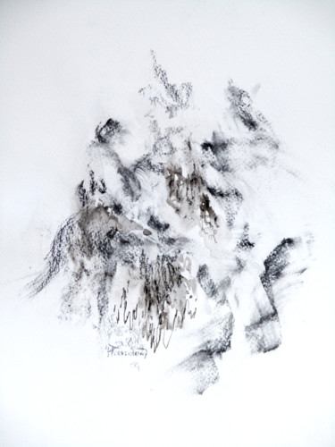 Malarstwo zatytułowany „Empreinte 1” autorstwa Jacqueline Pascaud, Oryginalna praca, Węgiel drzewny