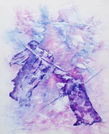 Painting titled "Aquarelle sur toile…" by Jacqueline Pascaud, Original Artwork, Watercolor Mounted on Wood Stretcher frame