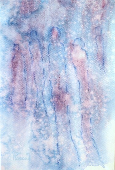 Painting titled "Perles de Lumière 34" by Jacqueline Pascaud, Original Artwork, Watercolor Mounted on Other rigid panel