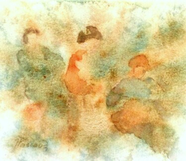 「Aquarelle 22」というタイトルの絵画 Jacqueline Pascaudによって, オリジナルのアートワーク, 水彩画 その他の剛性パネルにマウント