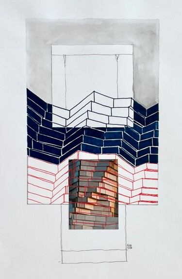 Painting titled "Archi u_topies. Ter…" by Jacques Colas-Adler, Original Artwork, Marker