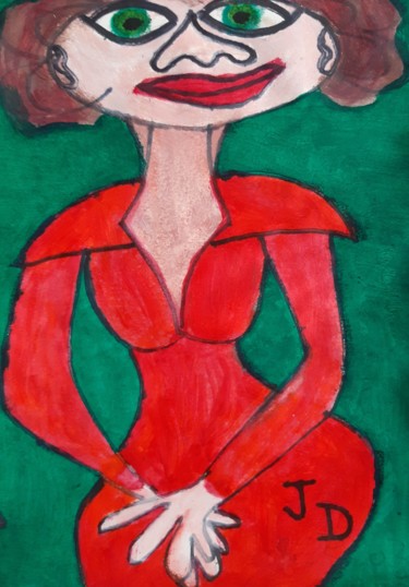 Pintura titulada "La Robe Rouge ou le…" por Jacques Desvaux (JD), Obra de arte original, Acrílico